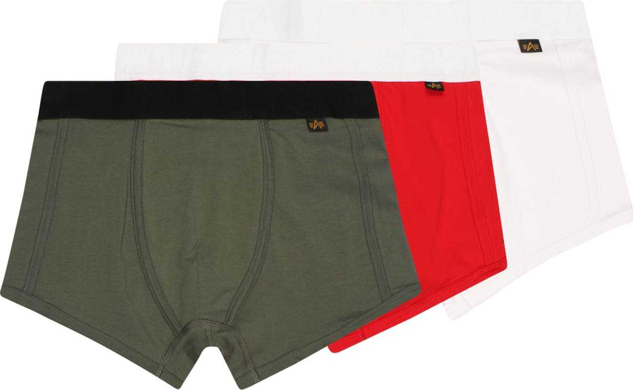 ALPHA INDUSTRIES Boxerky červená / bílá / khaki / černá / tmavě oranžová