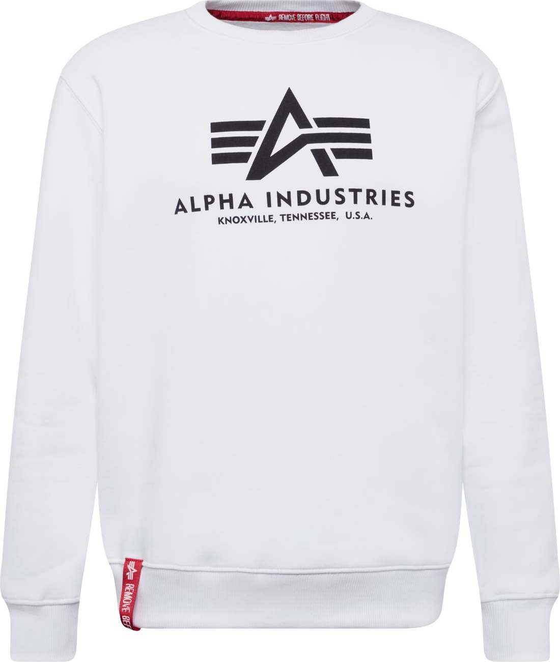 ALPHA INDUSTRIES Mikina bílá / černá