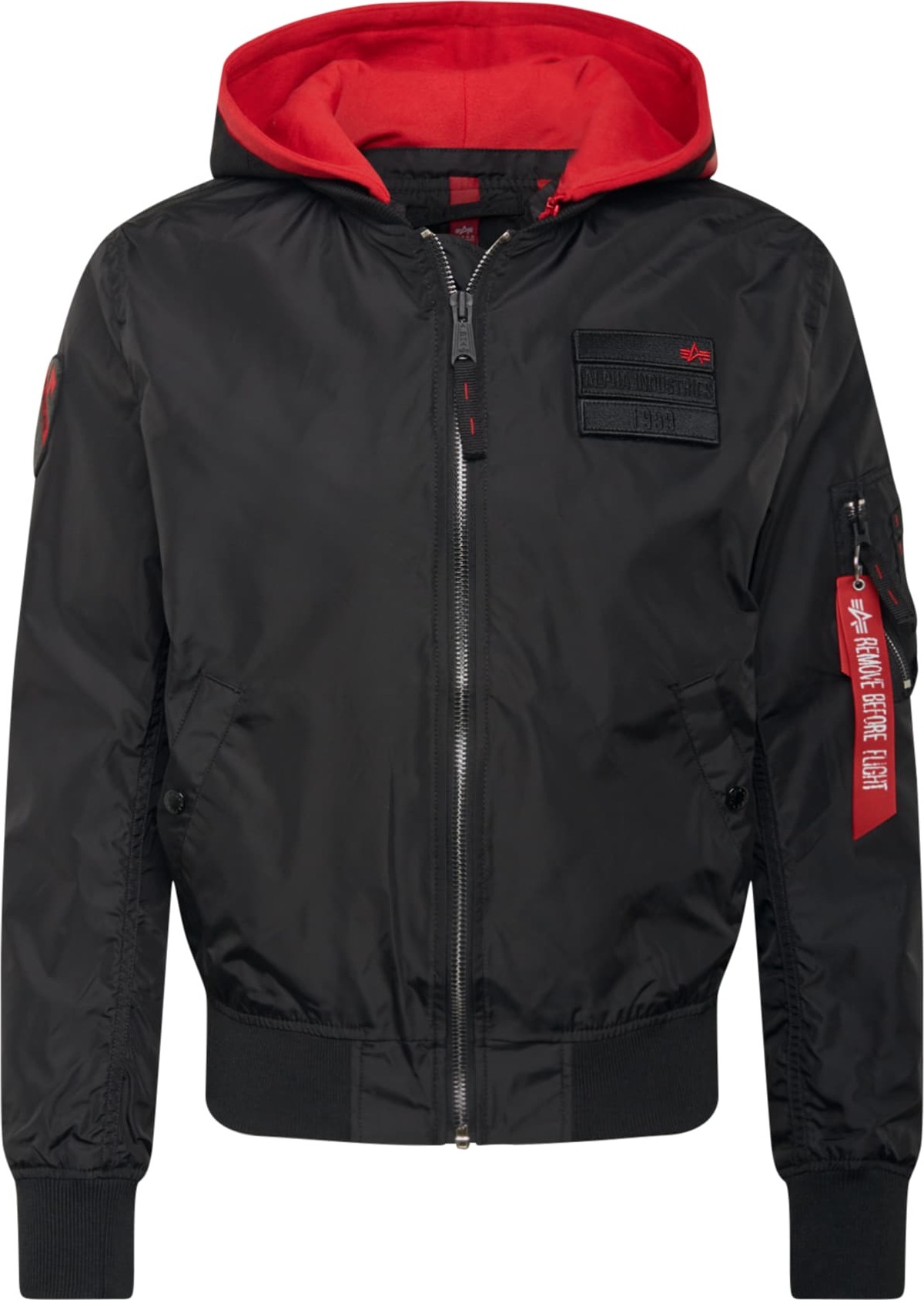 ALPHA INDUSTRIES Přechodná bunda černá / červená