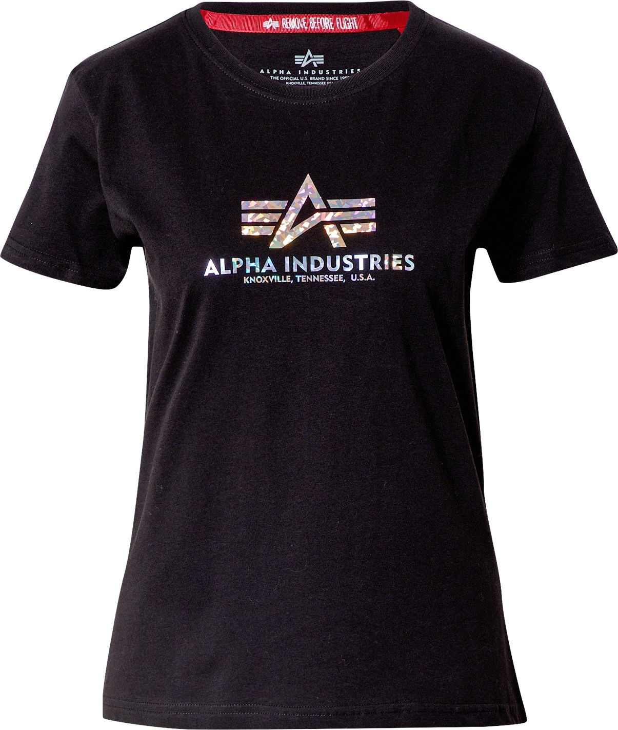 ALPHA INDUSTRIES Tričko černá / bílá