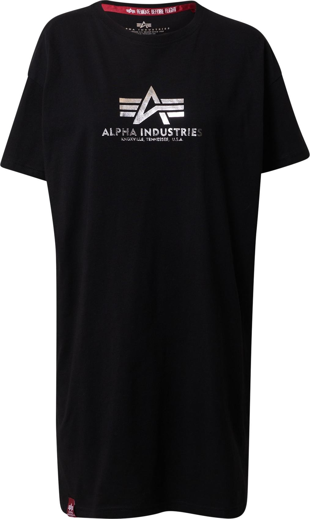 ALPHA INDUSTRIES Tričko černá / stříbrná
