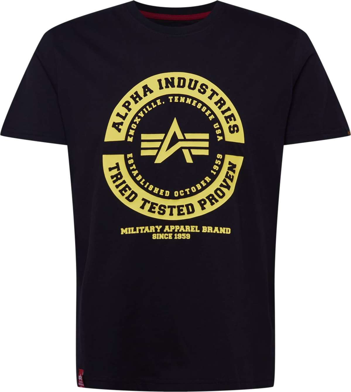 ALPHA INDUSTRIES Tričko černá / žlutá