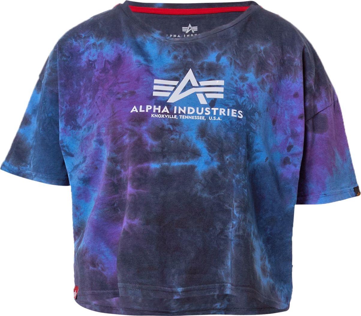 ALPHA INDUSTRIES Tričko noční modrá / fialová / světlemodrá / bílá