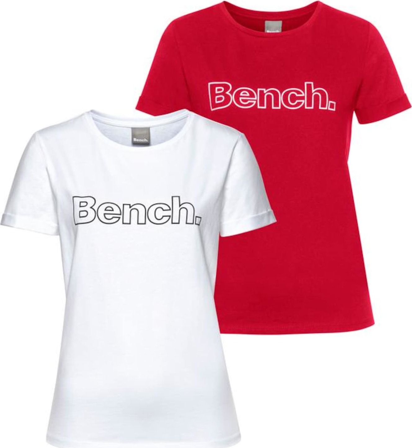 BENCH Tričko bílá / červená