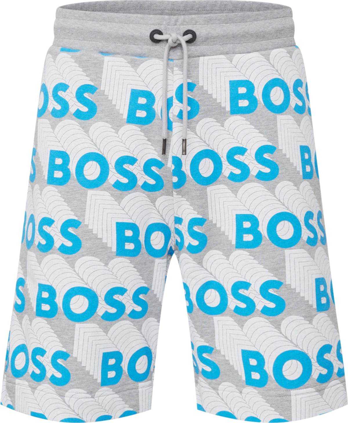 BOSS Orange Kalhoty 'Se' šedý melír / bílá / světlemodrá
