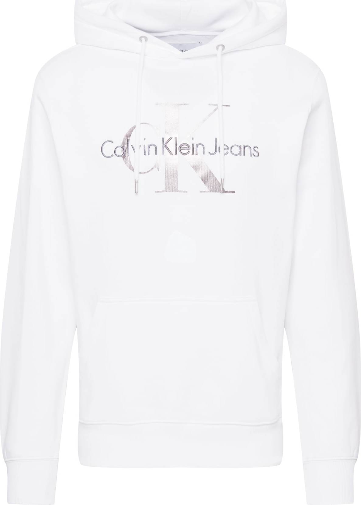 Calvin Klein Jeans Mikina bílá / stříbrná / stříbrně šedá