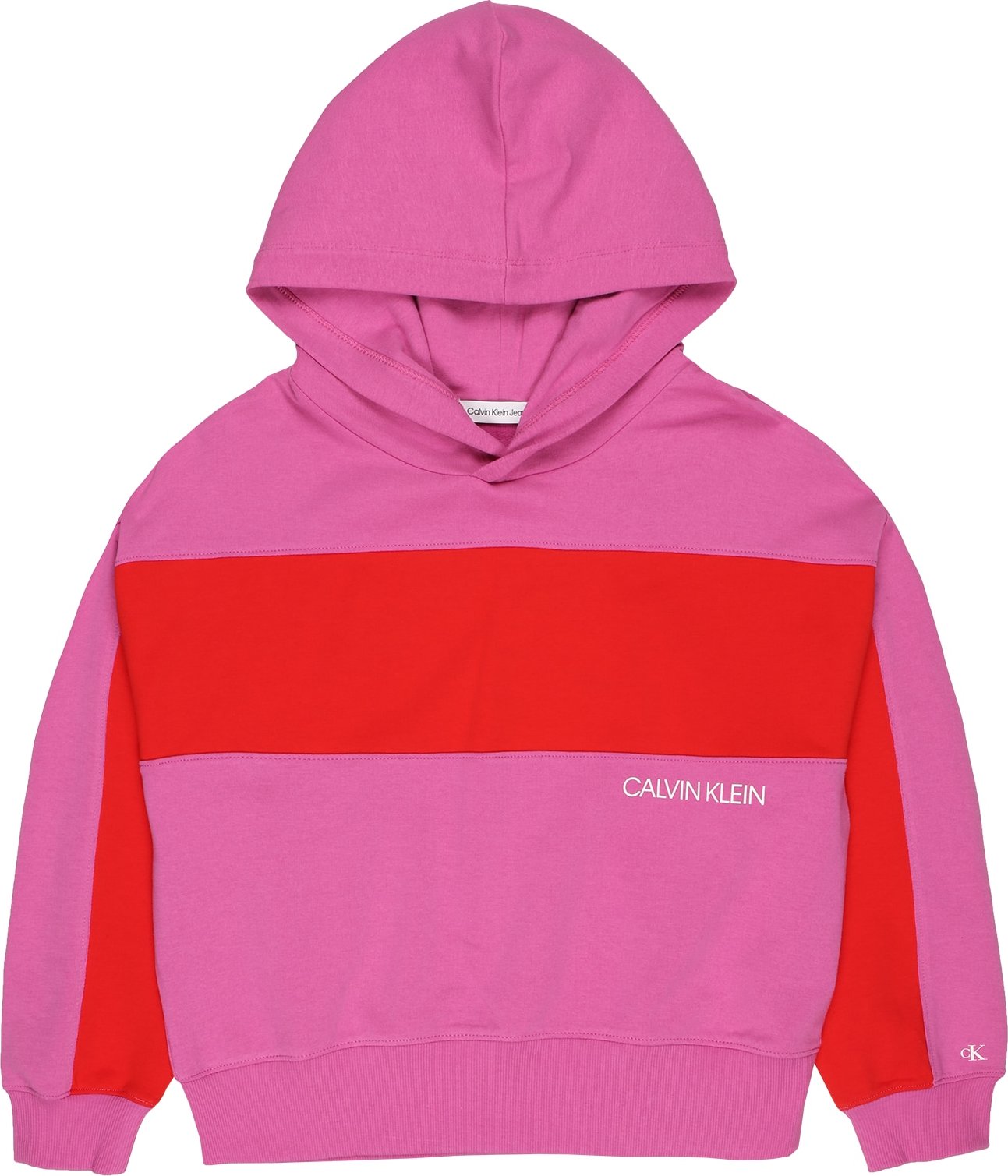 Calvin Klein Jeans Mikina pink / oranžově červená / bílá