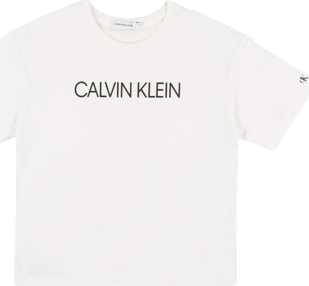 Calvin Klein Jeans Tričko bílá / černá