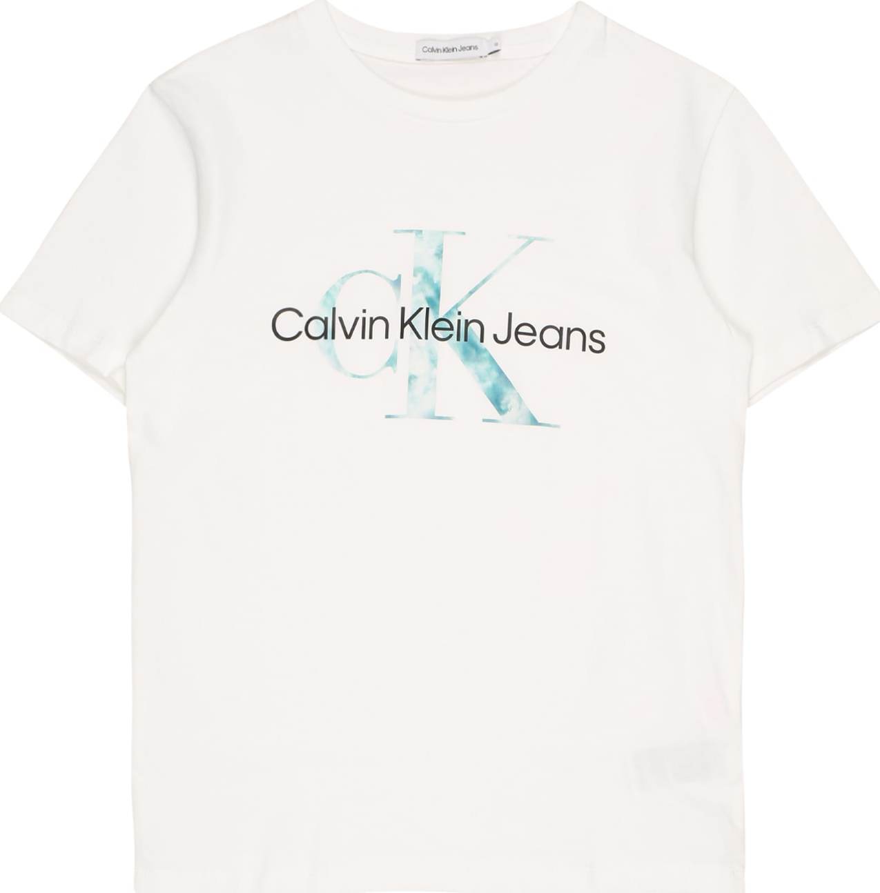 Calvin Klein Jeans Tričko bílá / černá / pastelová modrá