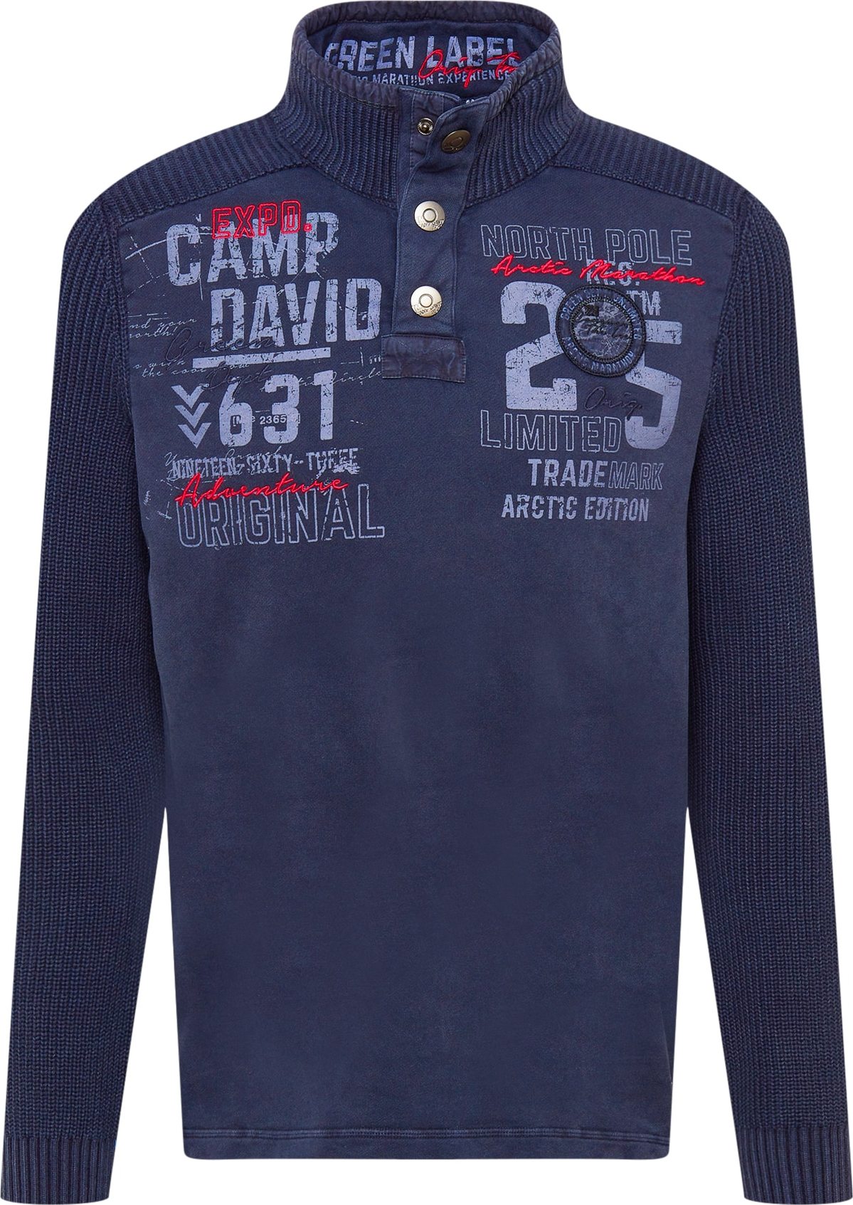 CAMP DAVID Svetr námořnická modř / šedá / melounová