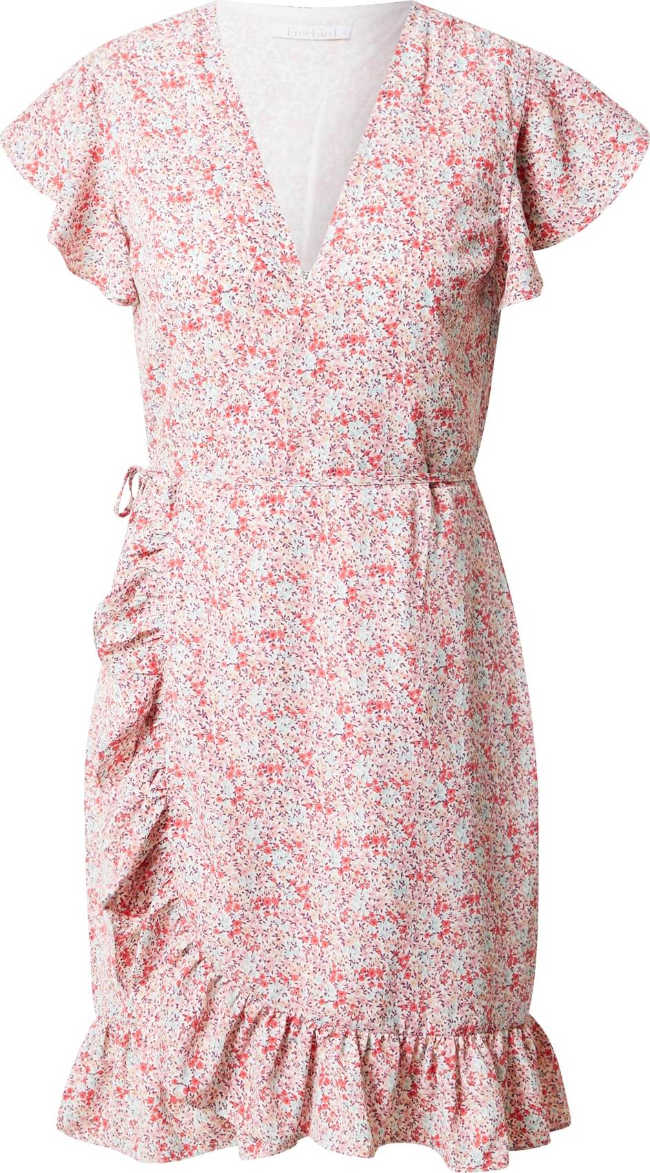 Freebird Letní šaty korálová / bílá / pastelová modrá / světle růžová