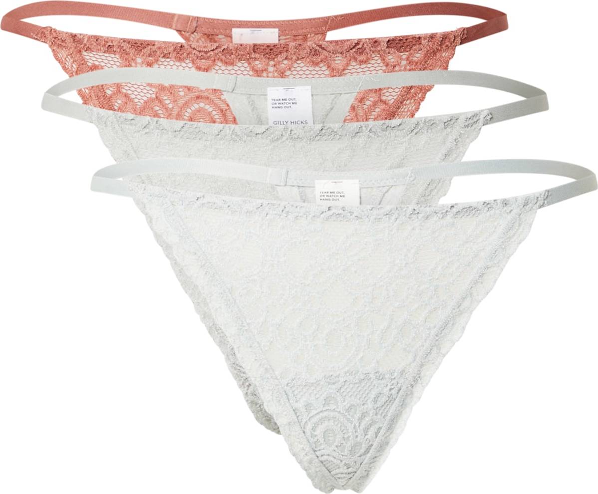Gilly Hicks Tanga 'CHENILLE' oranžově červená / světle šedá