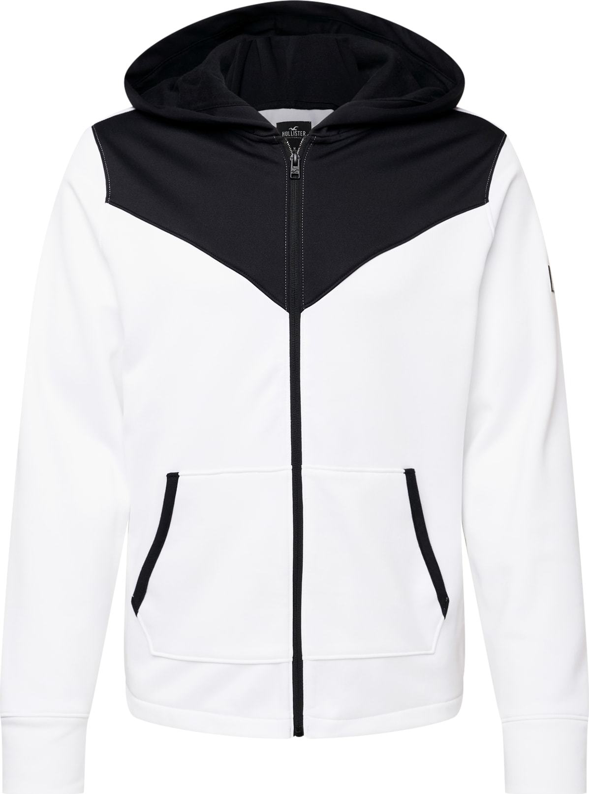 HOLLISTER Mikina s kapucí bílá / černá
