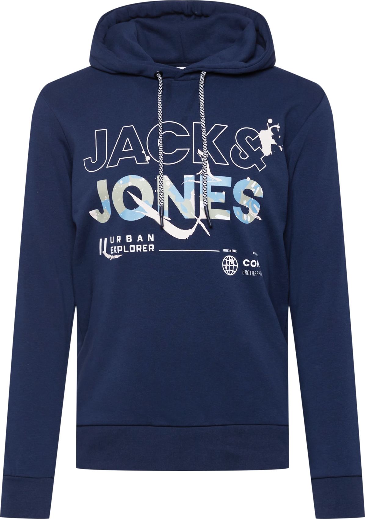 JACK & JONES Mikina 'Game' světlemodrá / světle šedá / bílá / námořnická modř