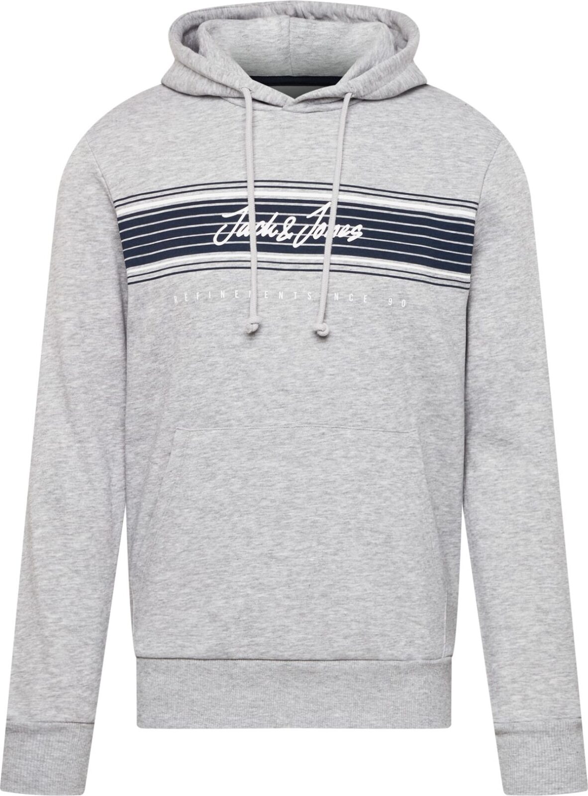 JACK & JONES Mikina 'Leo' světle šedá / námořnická modř / bílá