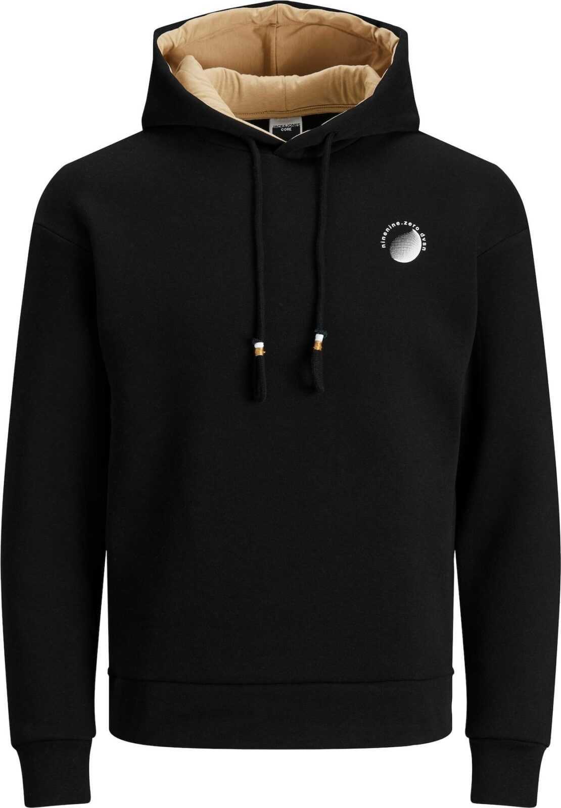 JACK & JONES Mikina 'Poul' černá / bílá / písková
