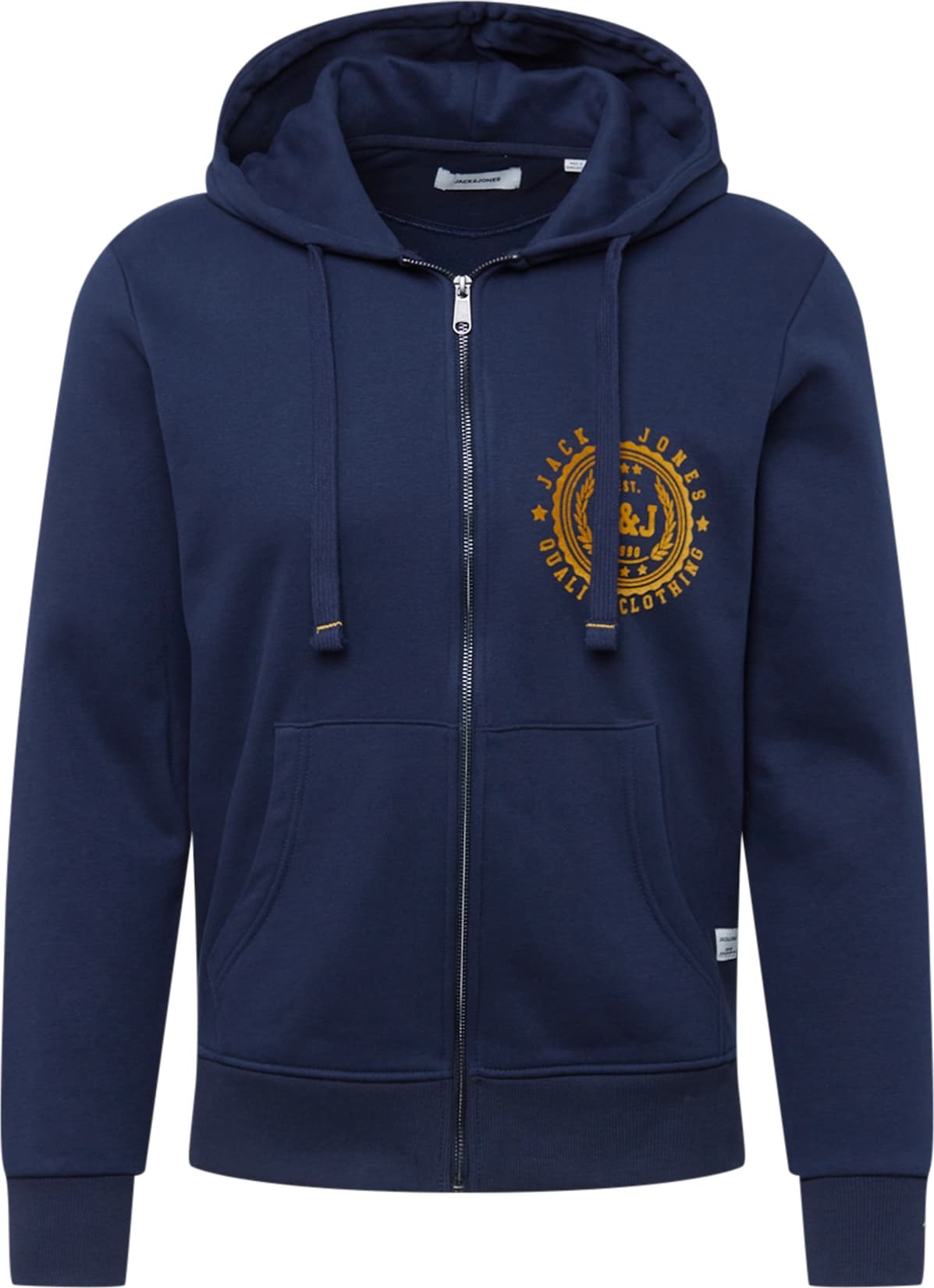 JACK & JONES Mikina s kapucí 'FLOCKER' námořnická modř / medová