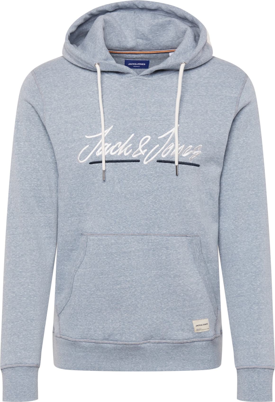 JACK & JONES Mikina 'TONS' modrý melír / bílá / námořnická modř