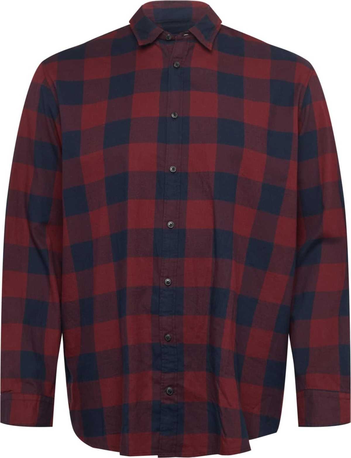 Jack & Jones Plus Košile 'Gingham' noční modrá / červená třešeň