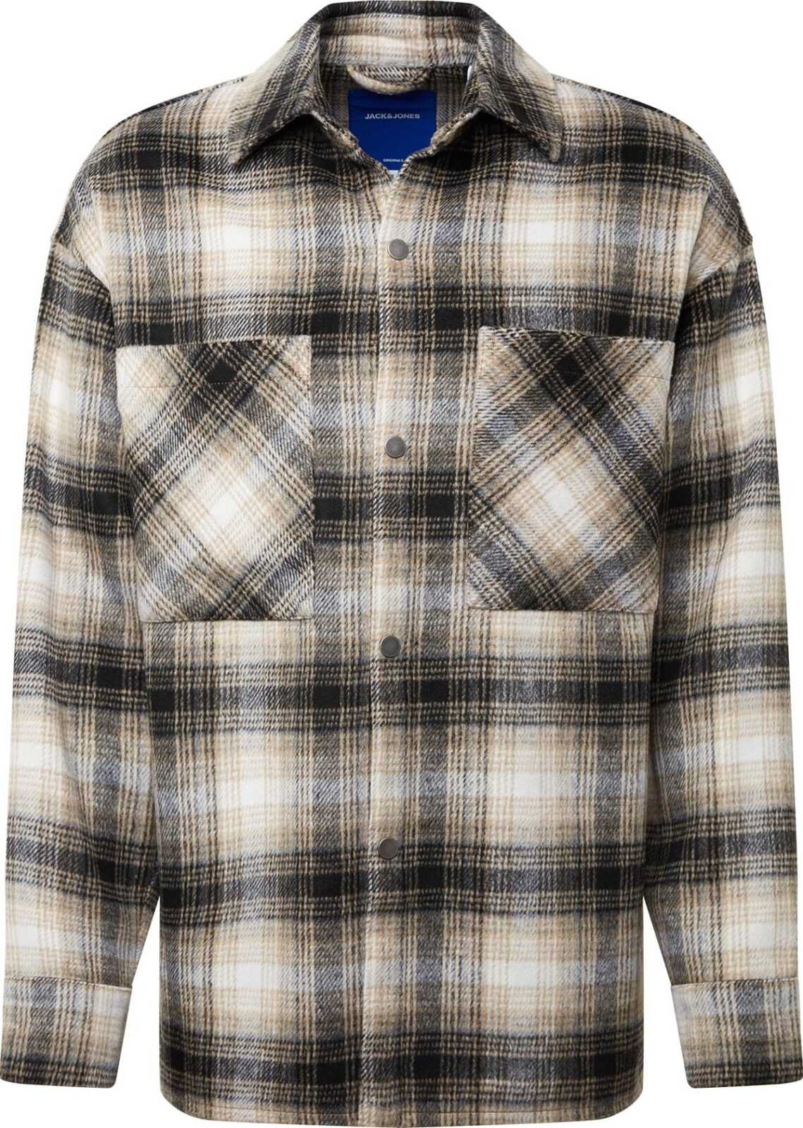 JACK & JONES Přechodná bunda hnědá / béžová / bílá