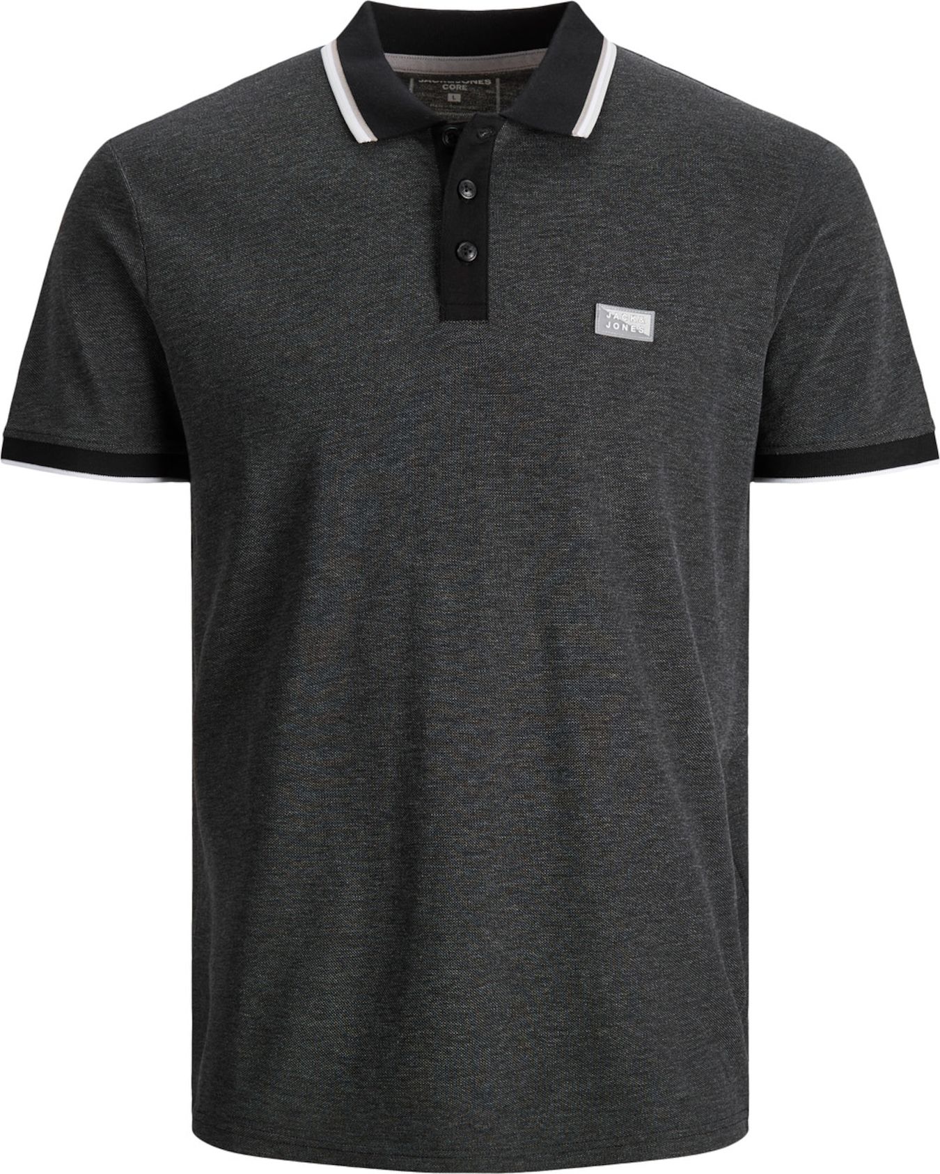 JACK & JONES Tričko černá / bílá / tmavě šedá