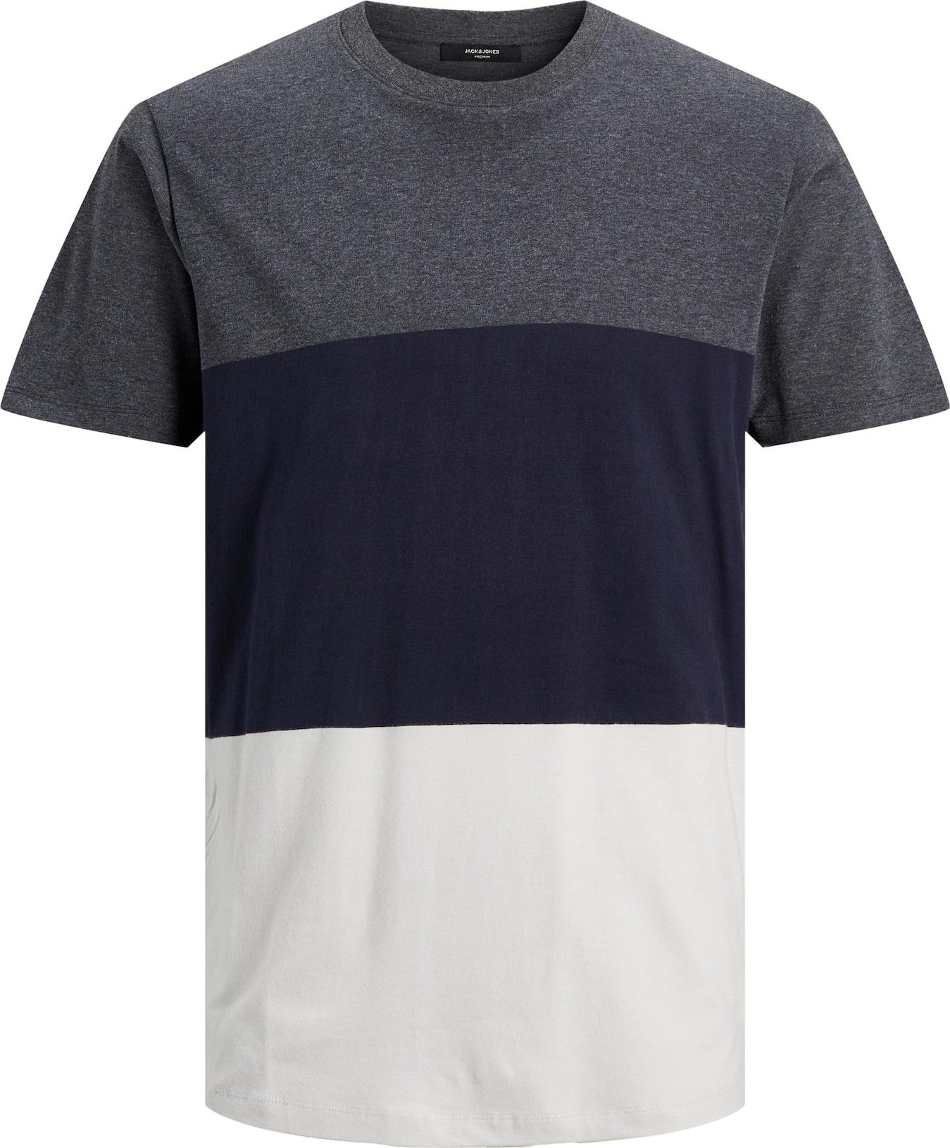 JACK & JONES Tričko 'Logan' tmavě šedá / modrá / bílá