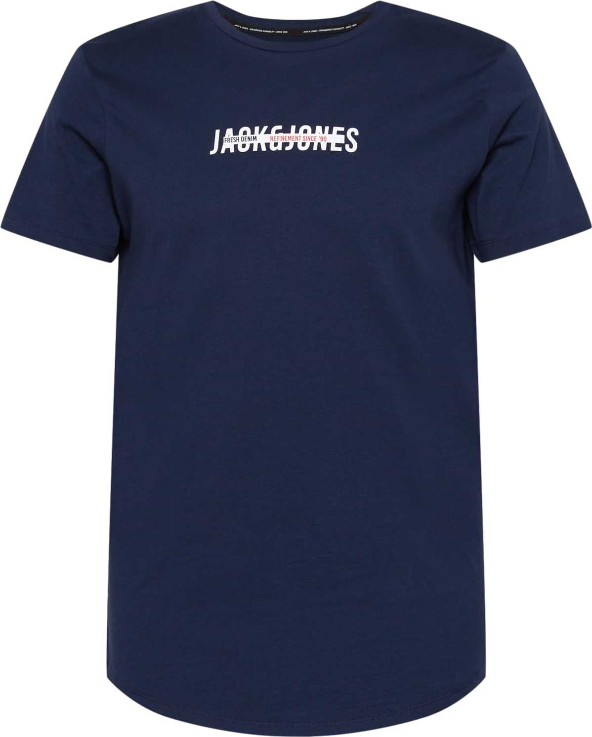 JACK & JONES Tričko 'TEO' námořnická modř / bílá
