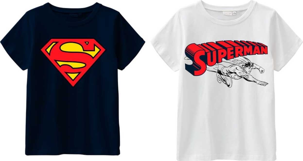 NAME IT Tričko 'Superman' černá / červená / žlutá / bílá / noční modrá