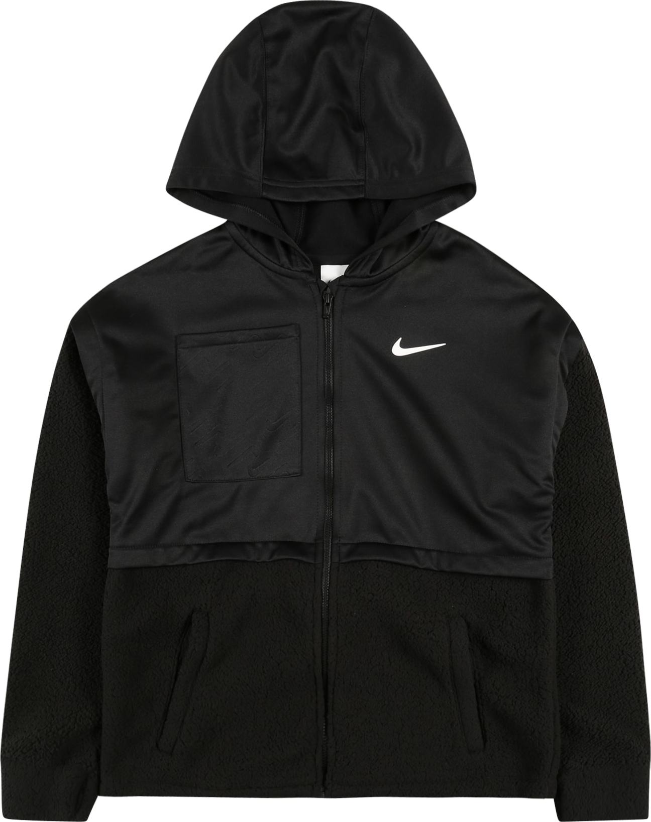NIKE Sportovní mikina s kapucí černá / bílá