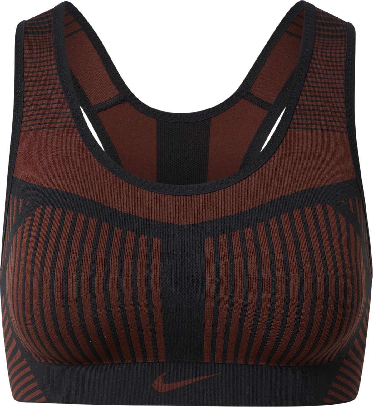 NIKE Sportovní podprsenka tmavě hnědá / černá