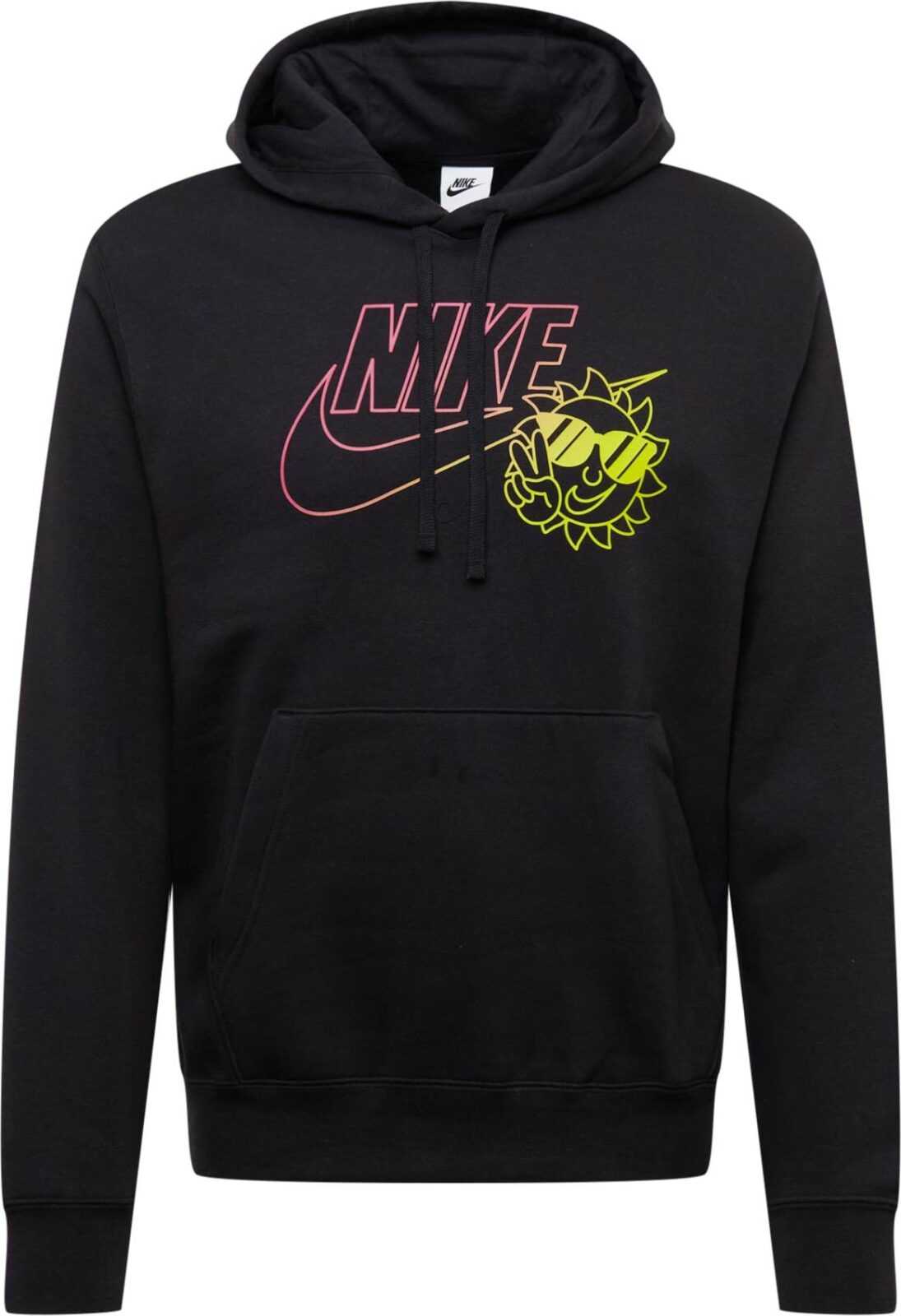 Nike Sportswear Mikina černá / limone / svítivě růžová