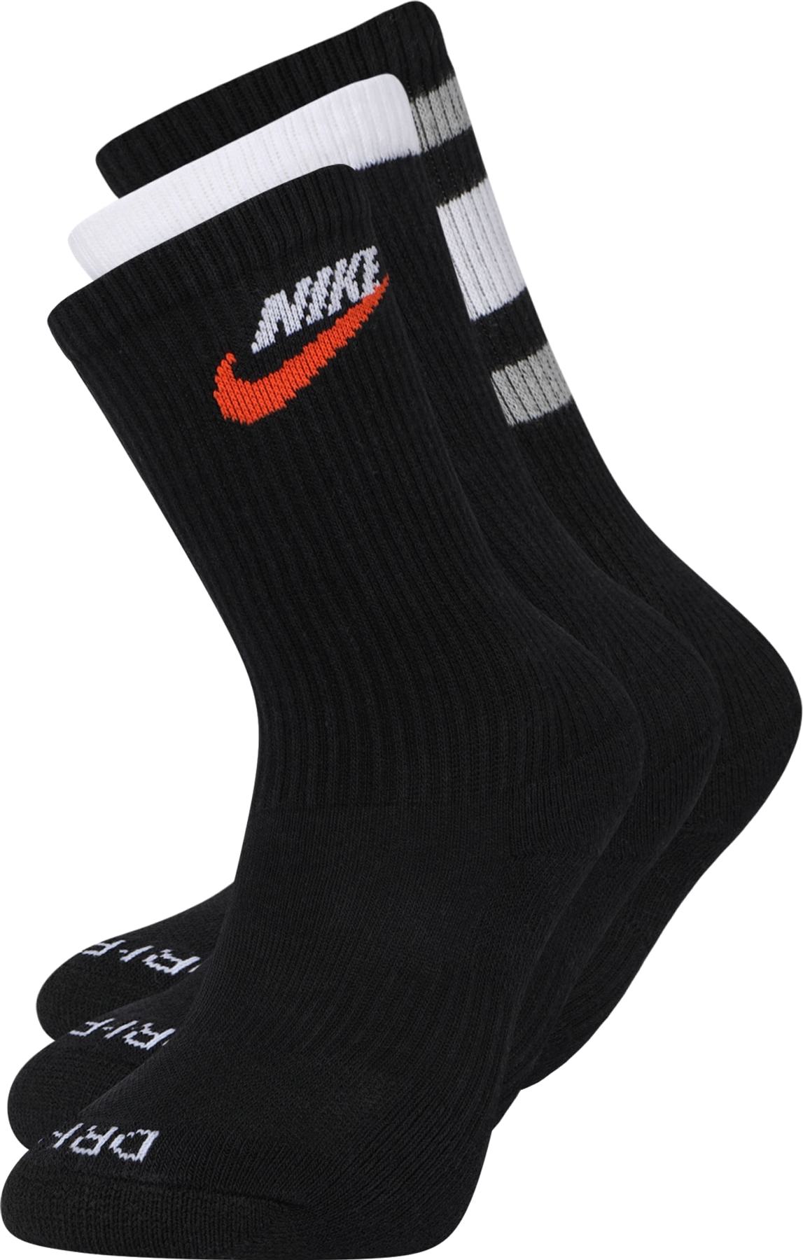 Nike Sportswear Ponožky černá / bílá / světle šedá / světle červená