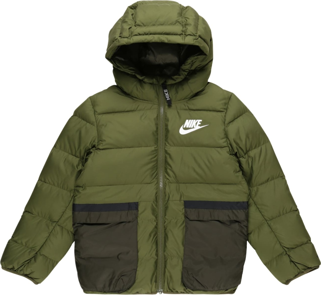 Nike Sportswear Zimní bunda olivová / trávově zelená / bílá / černá