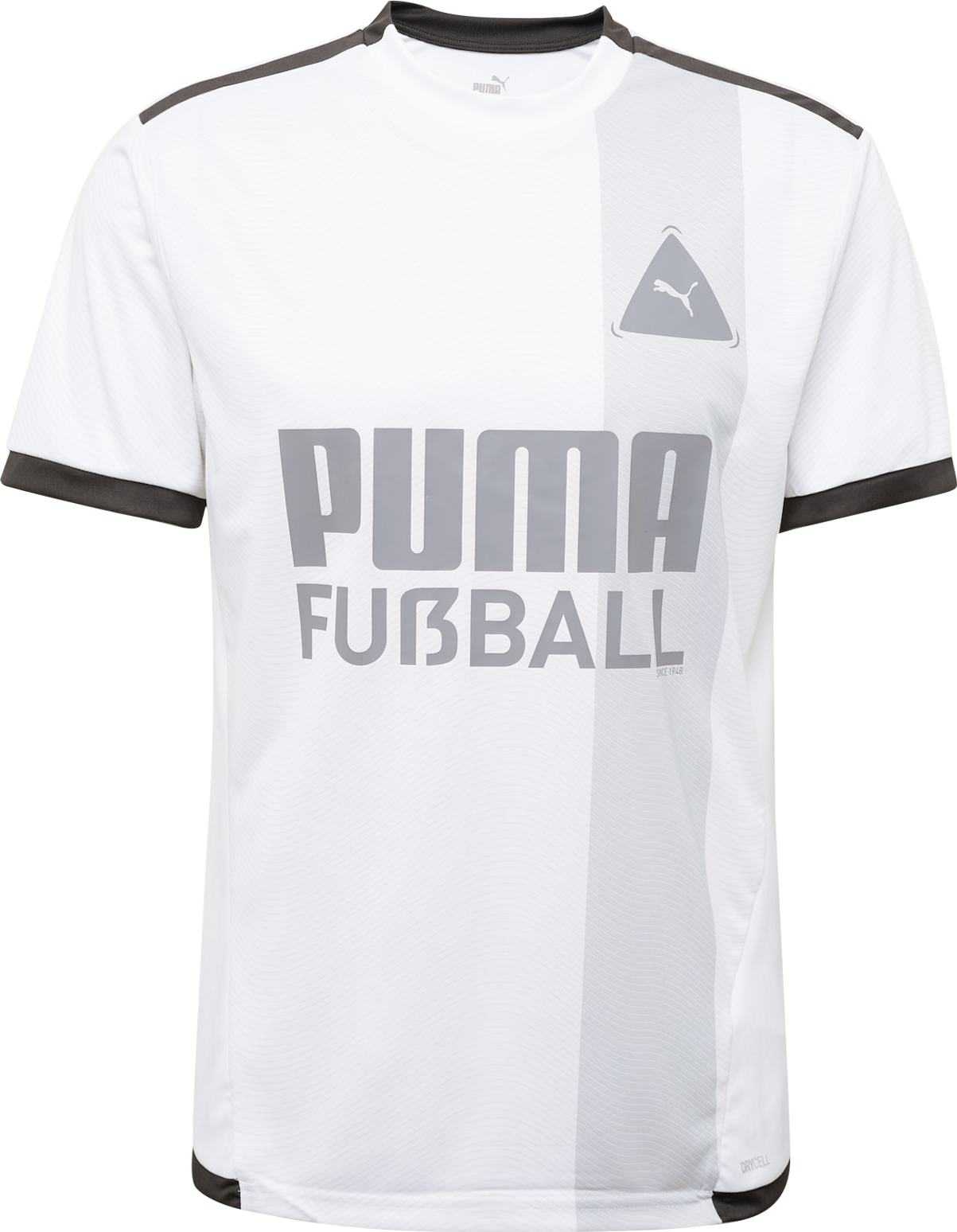 PUMA Funkční tričko bílá / šedá / černá
