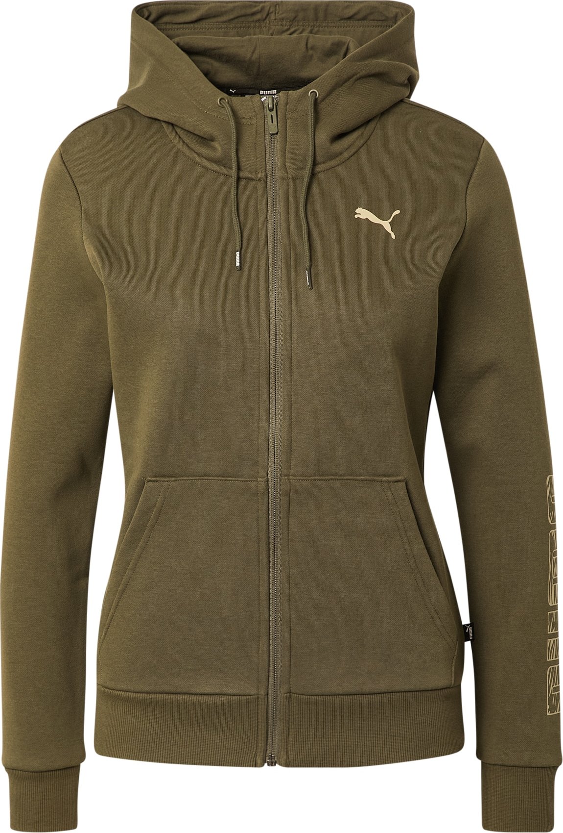 PUMA Sportovní mikina s kapucí khaki / starobéžová