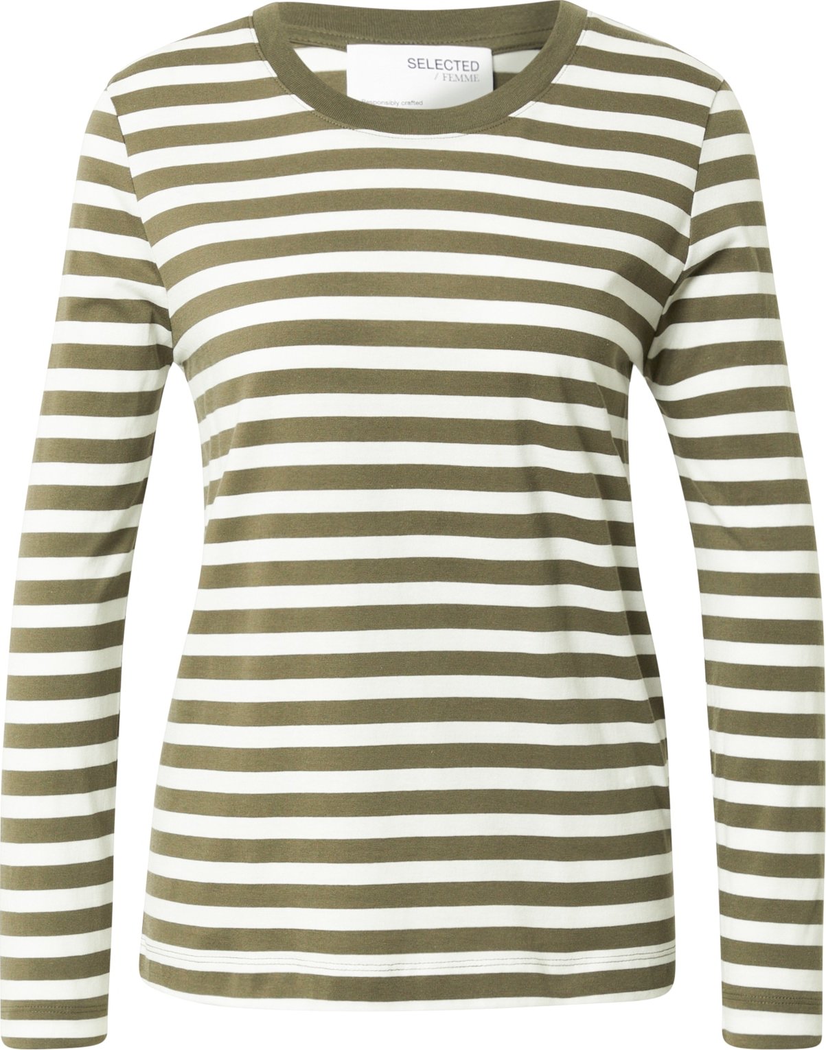 SELECTED FEMME Tričko zelená / bílá