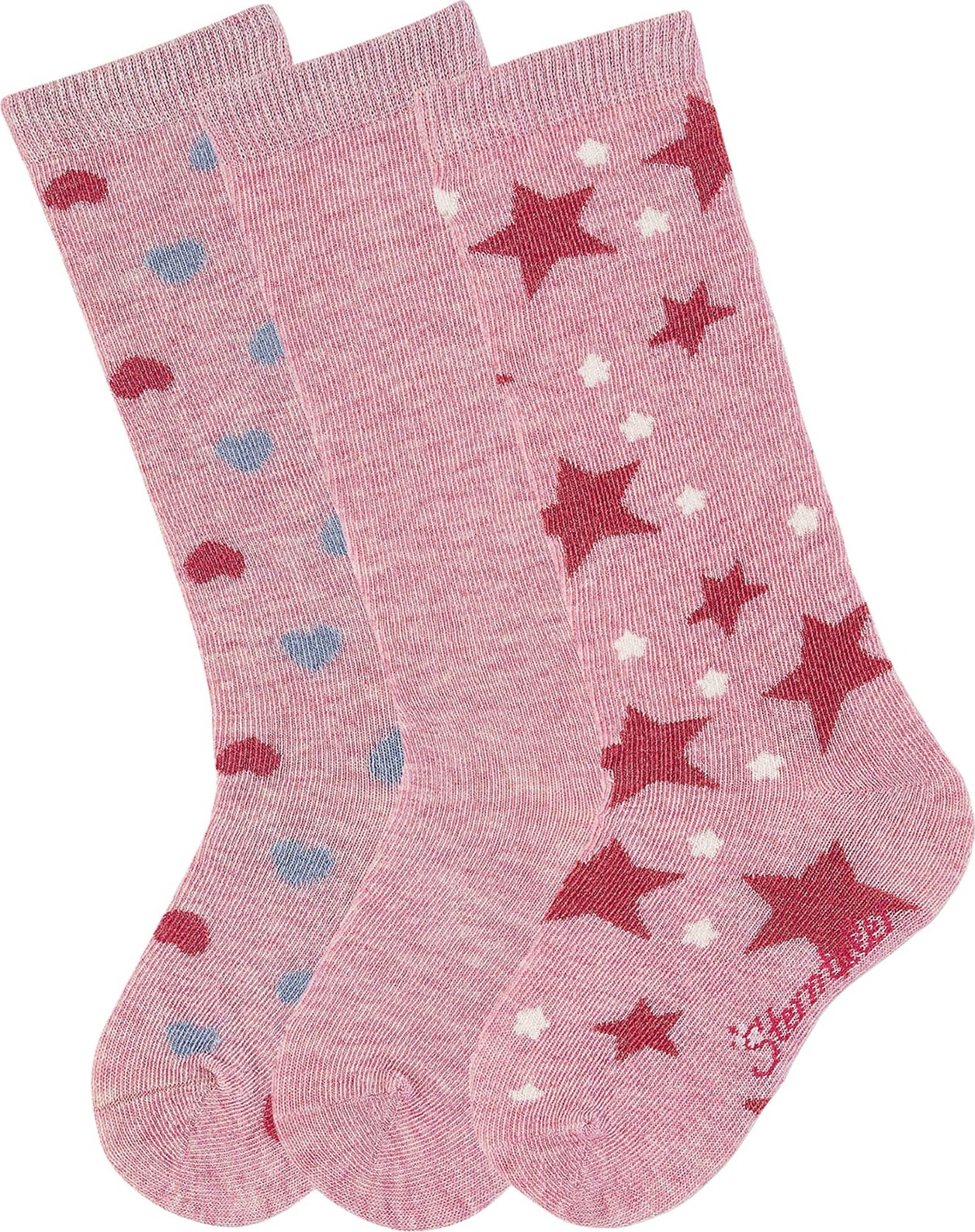 STERNTALER Ponožky pink / růžová / bílá / světlemodrá