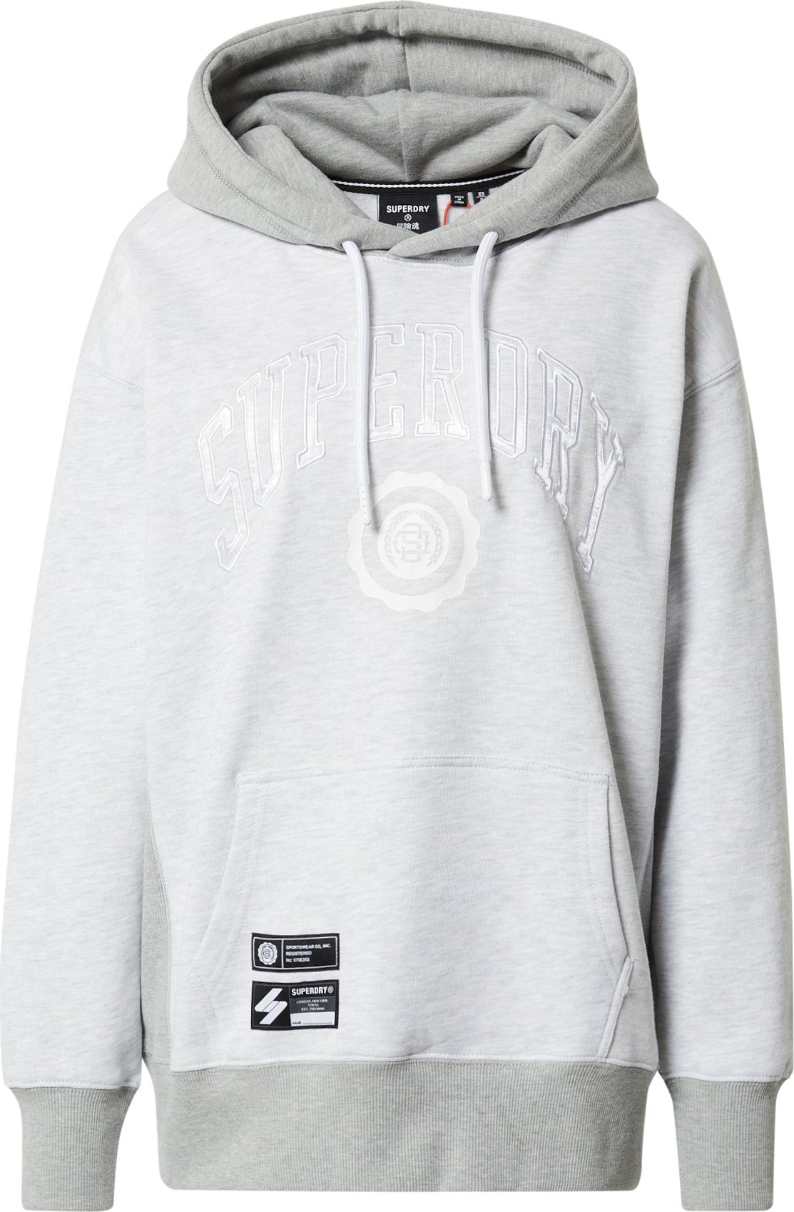Superdry Mikina světle šedá / šedá / černá / bílá