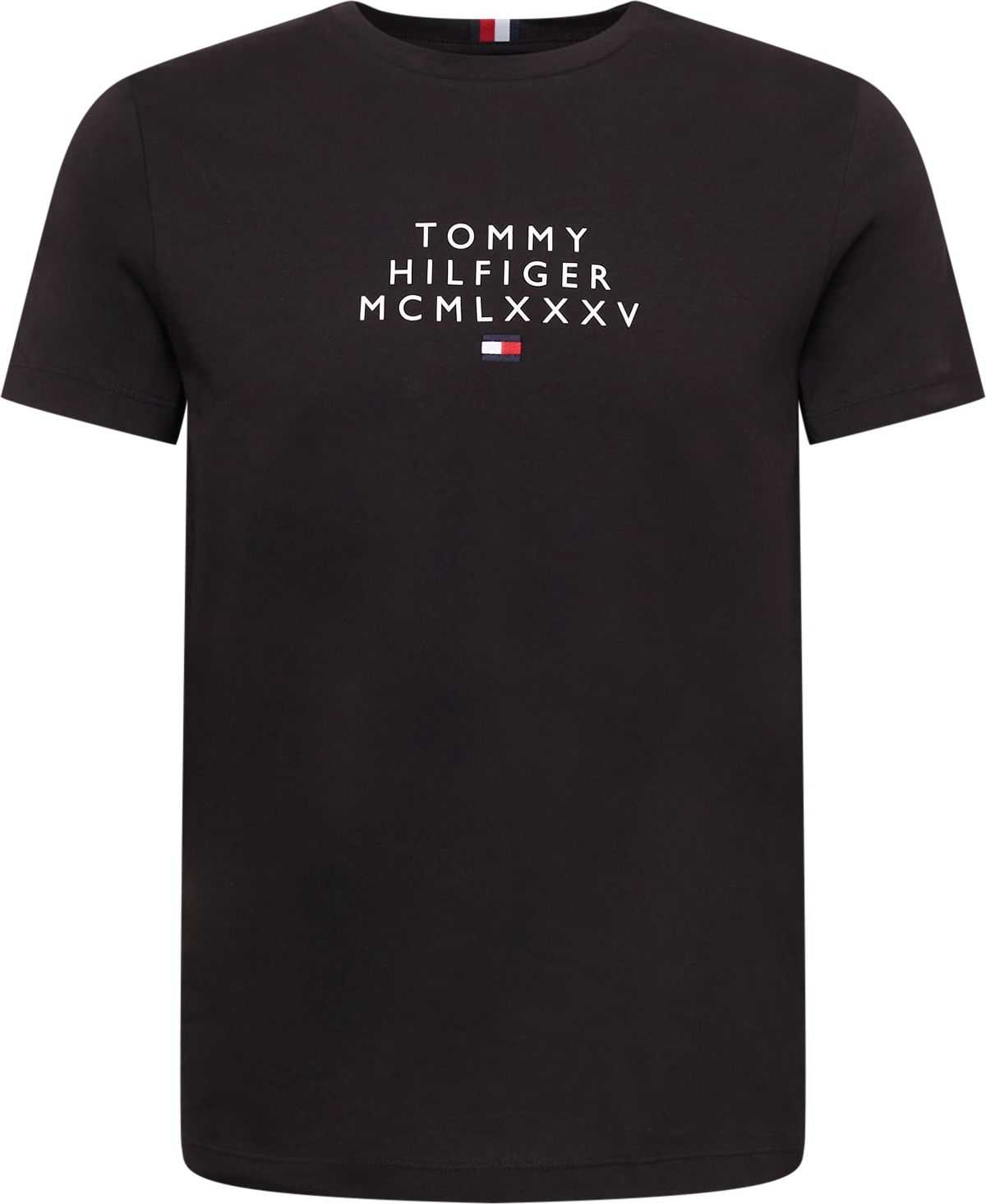 TOMMY HILFIGER Tričko černá / bílá / červená / námořnická modř