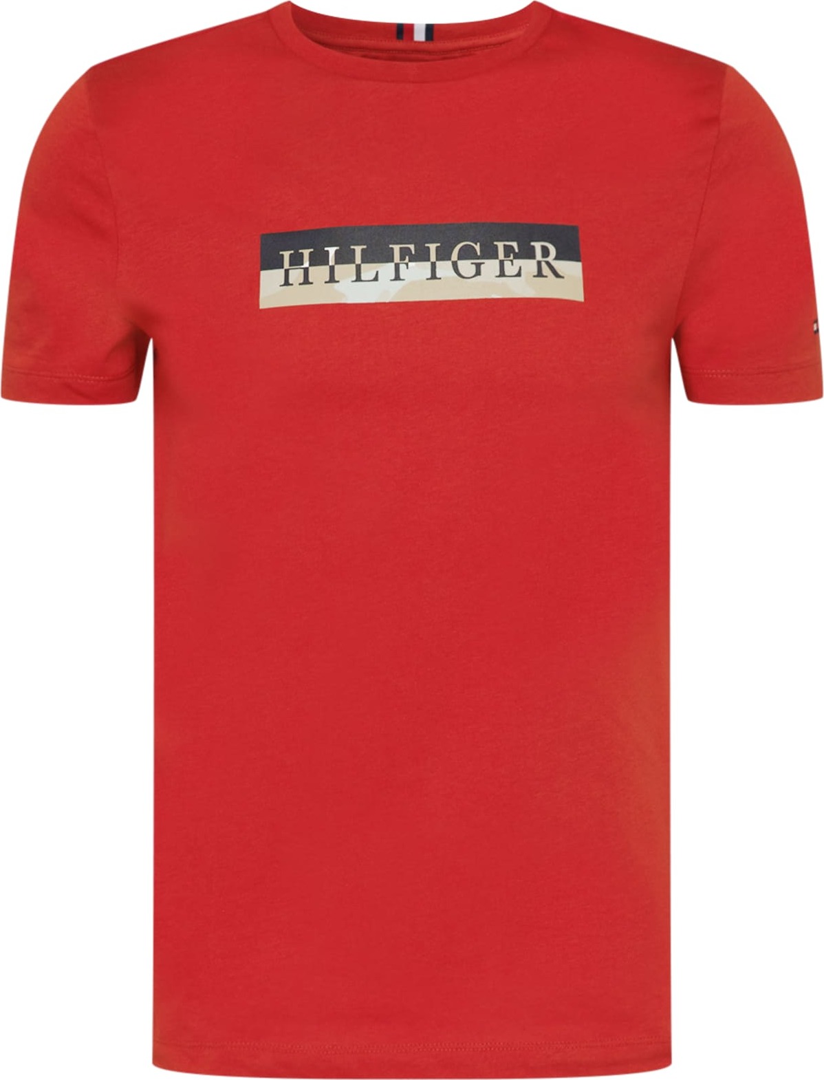 TOMMY HILFIGER Tričko červená / černá / béžová