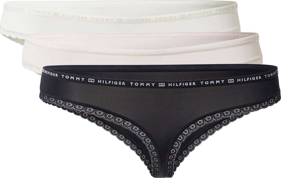 Tommy Hilfiger Underwear Tanga černá / krémová / pastelově růžová