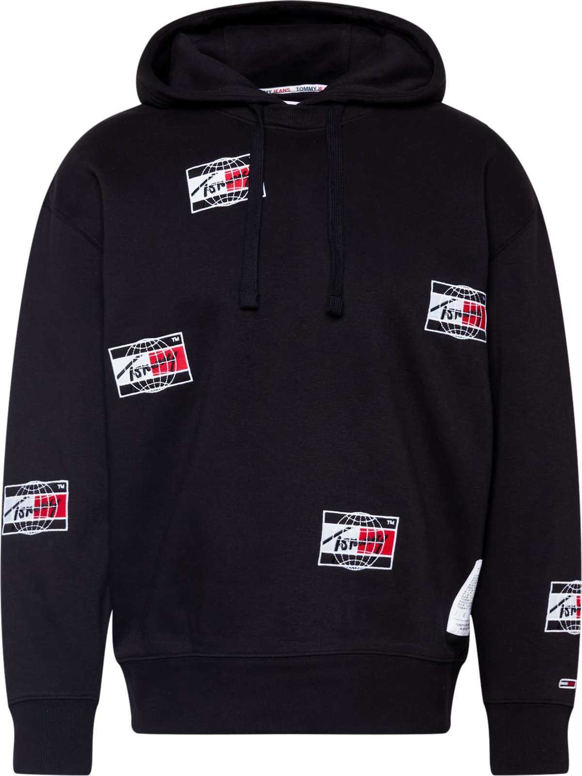 Tommy Jeans Mikina 'Timeless Distortion' černá / bílá / červená