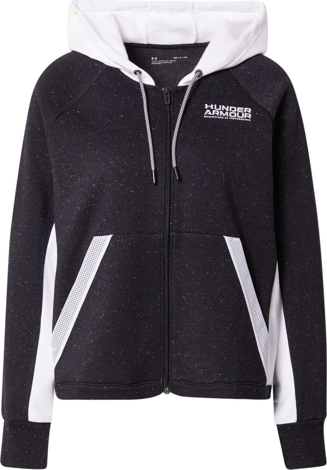 UNDER ARMOUR Sportovní mikina s kapucí 'Rival' černá / bílá