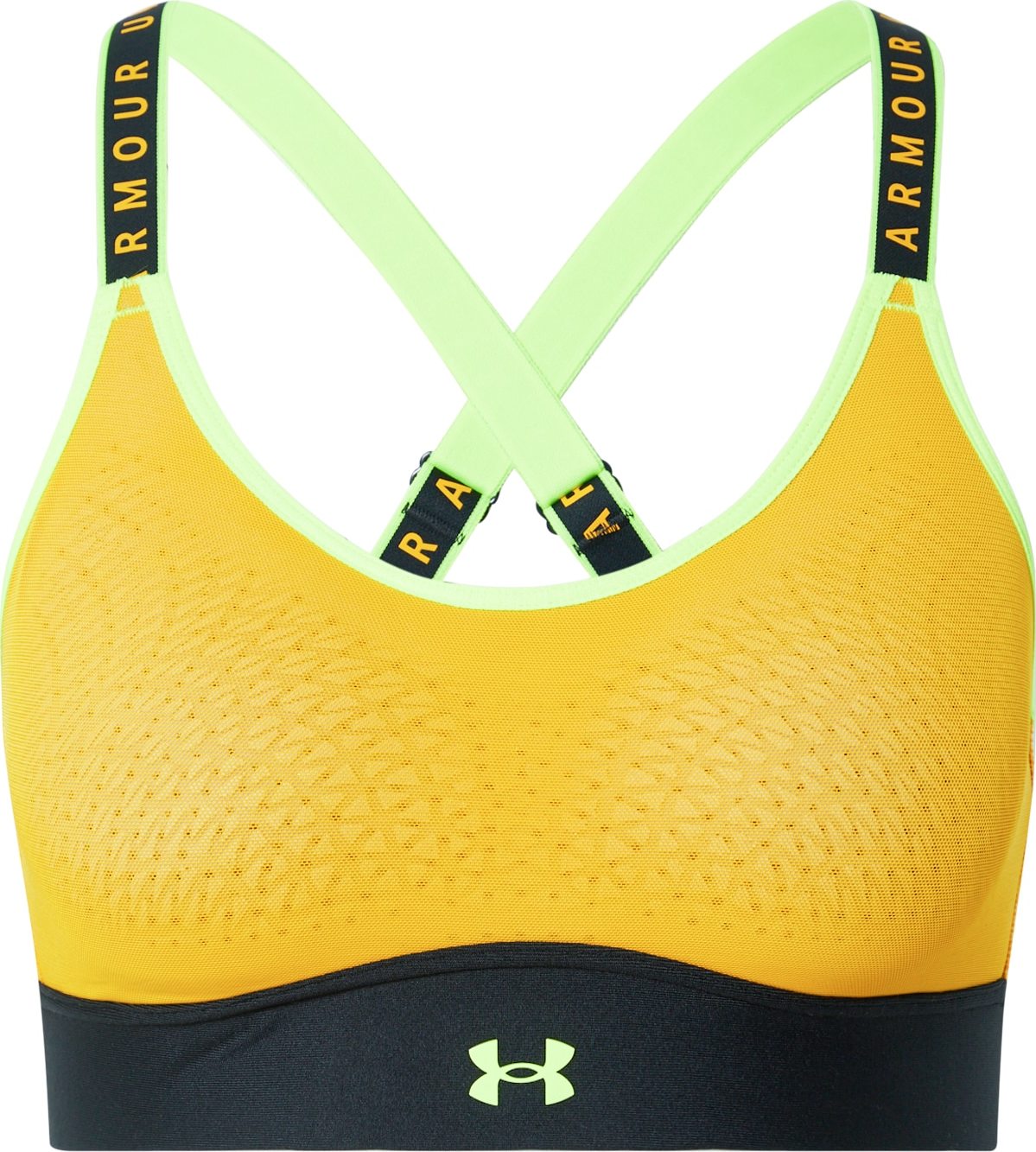UNDER ARMOUR Sportovní podprsenka zlatá / limone / černá