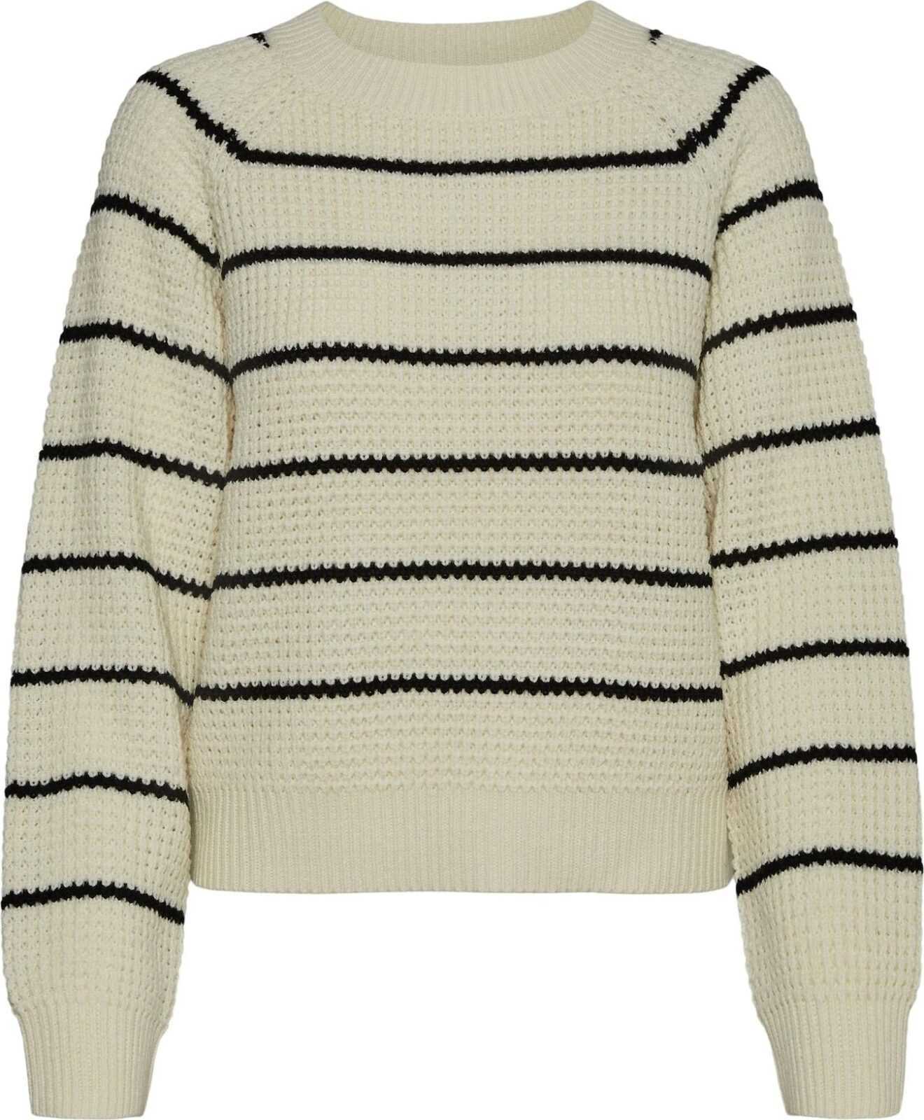 VERO MODA Svetr 'Leanna' béžová / černá