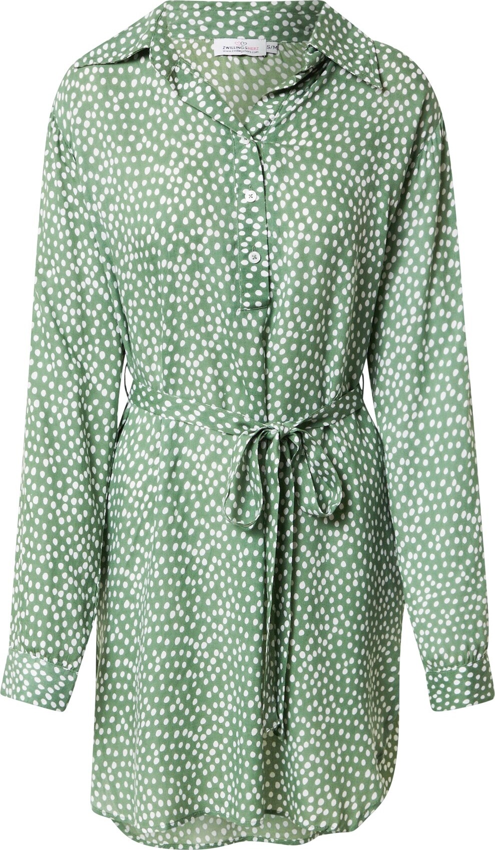 Zwillingsherz Košilové šaty 'Emma' zelená / bílá
