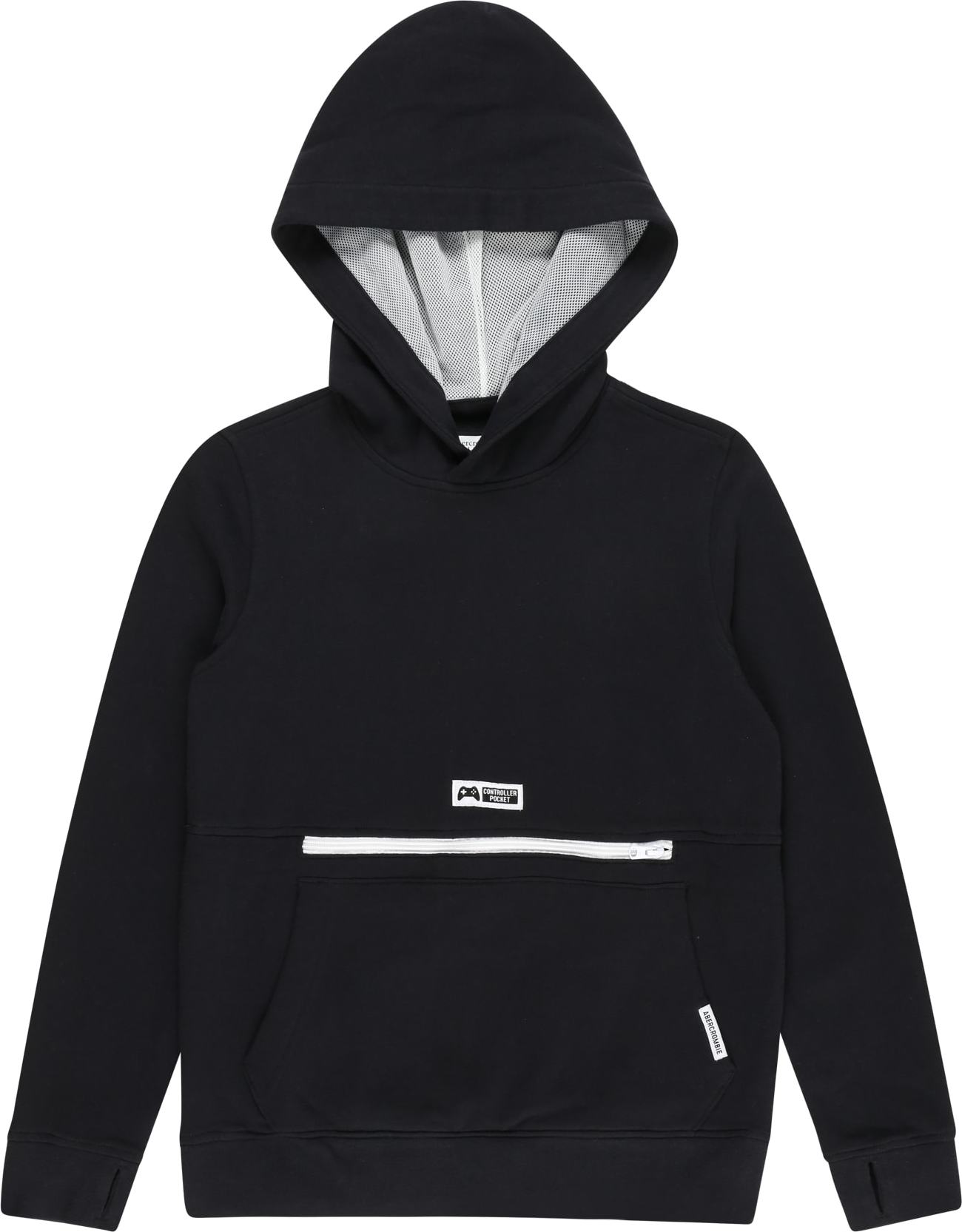 Abercrombie & Fitch Mikina černá / bílá