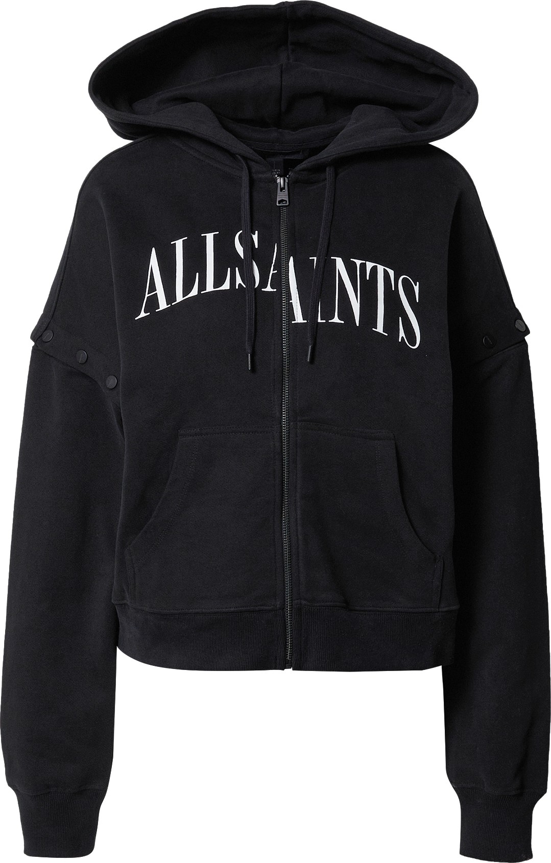 AllSaints Mikina s kapucí 'Amphia' černá / bílá