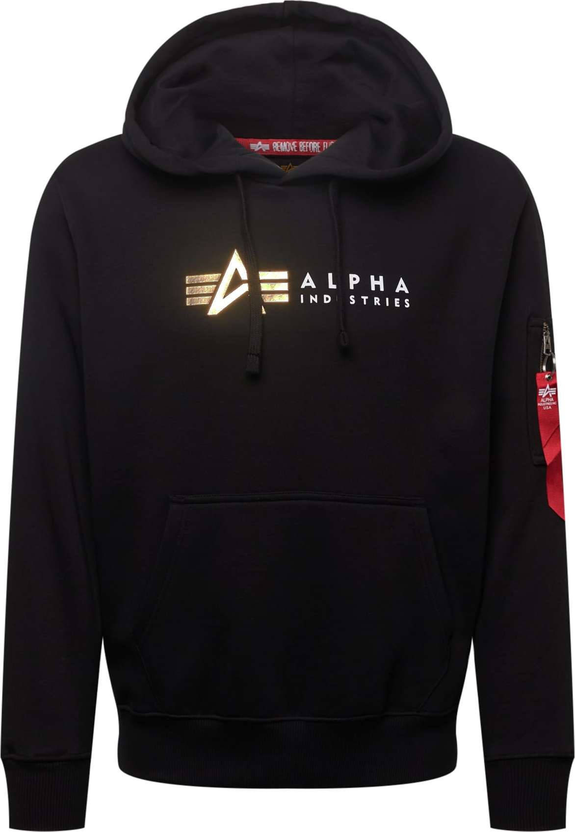 ALPHA INDUSTRIES Mikina 'Alpha' černá / bílá / zlatá / červená