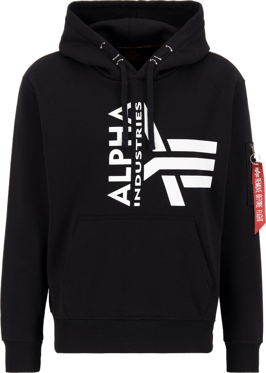 ALPHA INDUSTRIES Mikina černá / bílá / ohnivá červená